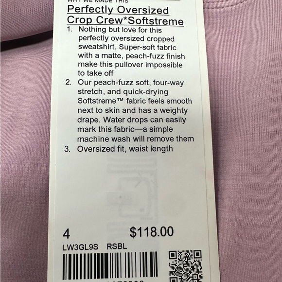 LuluLemon Softstreme Perfectly Oversized Cropped Crew in Rose Blush - Picture 8 of 9